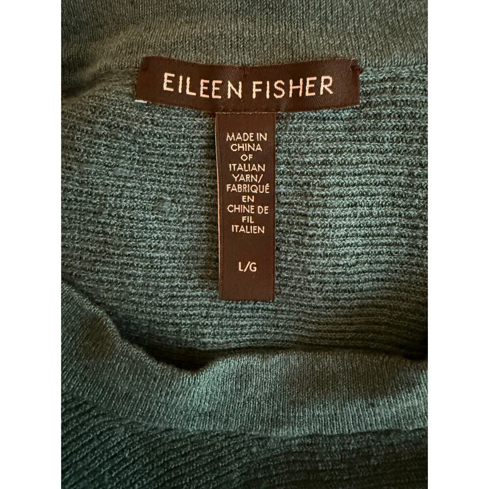 Eileen Fisher Women’s Linen Crepe Stretch Crew Neck Top Size L Teal Long Sleeve - Picture 5 of 7